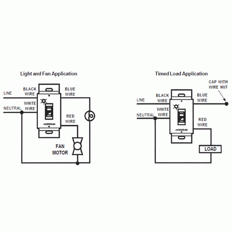 fan light delay timer switch allows continous operation of the